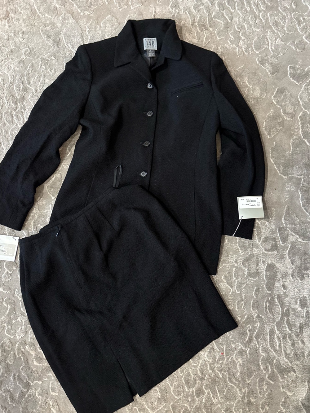 NWT ✨ Studio 148 Lafayette 148 NY Black Textured Skirt Suit Set women’s Size 8 - Picture 1 of 11